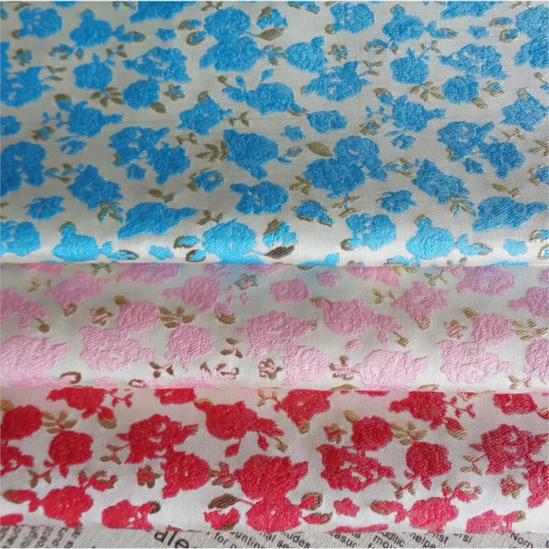 Jacquard gold thread small rose flower fabric dress children's throw pillow flowers fashionable