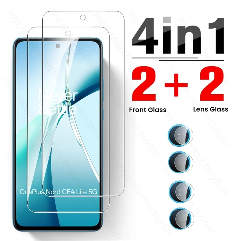 NordCE4 Light 5G Case 4 In 1 Tempered Glass For OnePlus Nord CE4 Lite 5G Camera Protect Glass 1+Nord CE 4Lite 2024 CPH2621 6.67