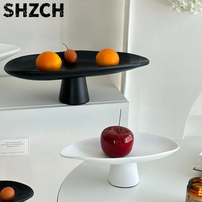 Resin High-footed Fruit Plate, Living Room Coffee Table Aromatherapy Jewelry Storage Tray Living Room Entrance Decorative Tray