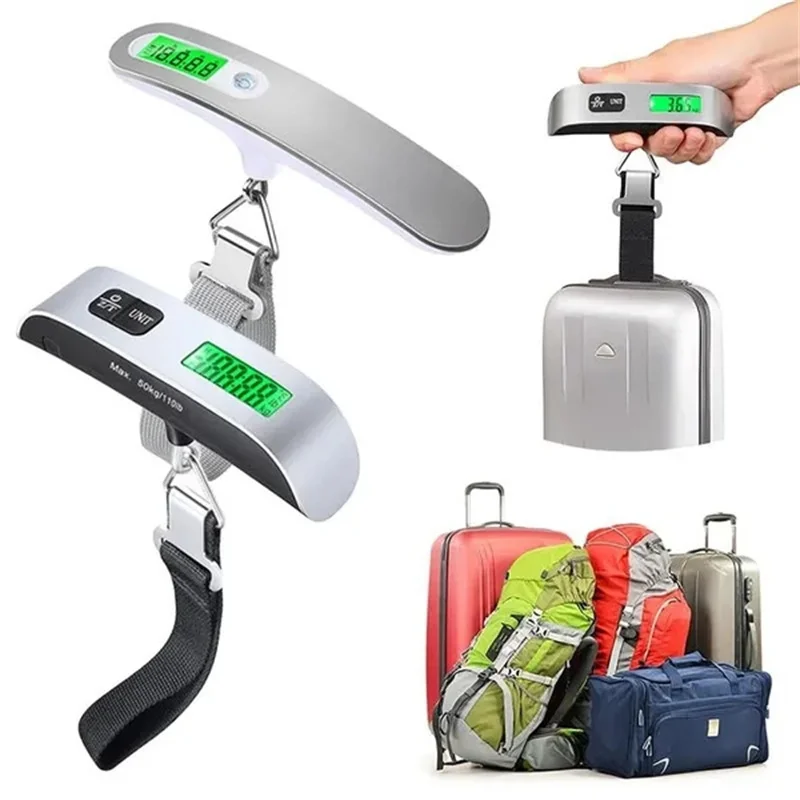 Báscula colgante electrónica LCD portátil, balanza pequeña para equipaje, herramienta de peso para maleta de viaje, 50kg/110LB