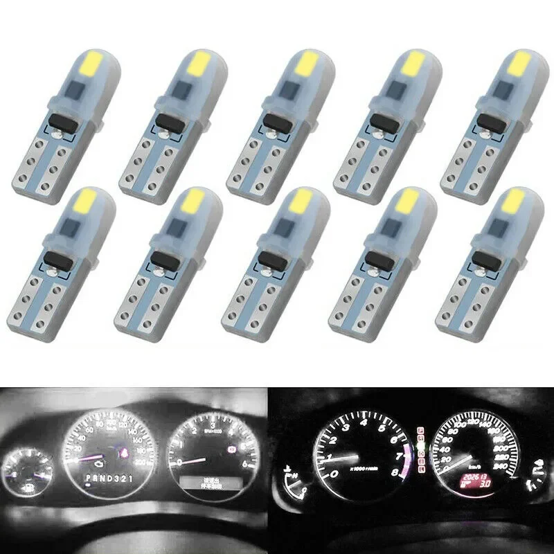 10pcs White T5 6000K 18mm 3014 LED Wedge Dashboard  Instrument Panel Light Lamps Car Light Bulb Car Accessories