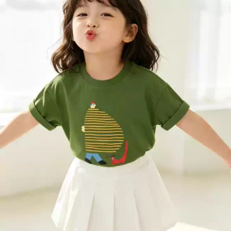 【 Childhood Fun 】 Children's Summer New Loose Printed Versatile Short Sleeve Parent Child T-shirt Suitable for Boys and Girls