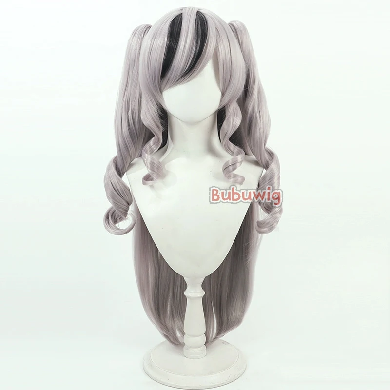 Bubuwig Synthetic Hair Elbe Cosplay Wigs Azur Lane Elbe 90cm Women Long Wavy Gray Mixed Black Ponytail Cos Wig Heat Resistant