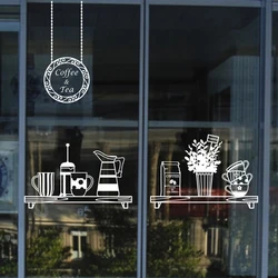 Coffee Shop Sticker Cafes Ice Cream Bread Cake  Wall Art Sticker Decal DIY Home Decoration Mural Decor Milk tea Glass Decal