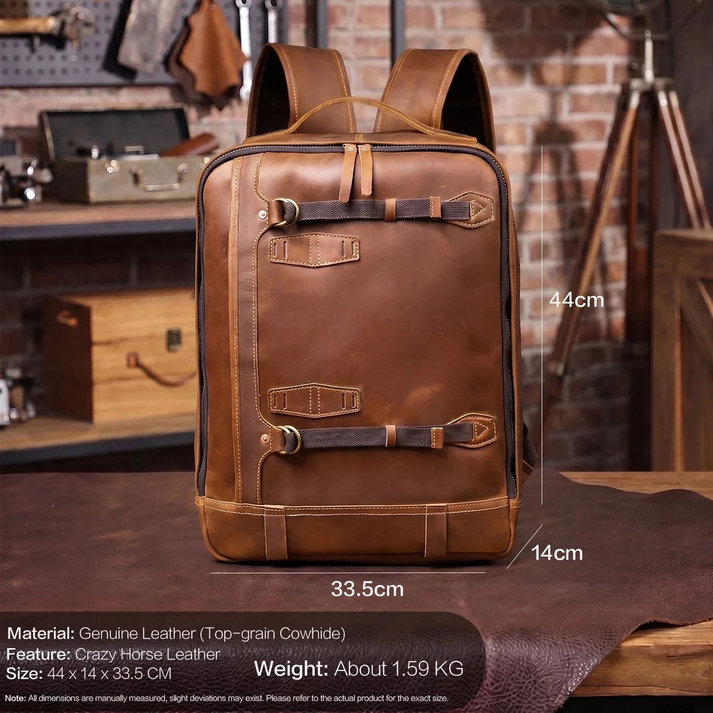 Premium Crazy Horse Leather Men Backpack Large Capacity Laptop Business Travel Retro Multi Functional Commute Shoulder Bag For H