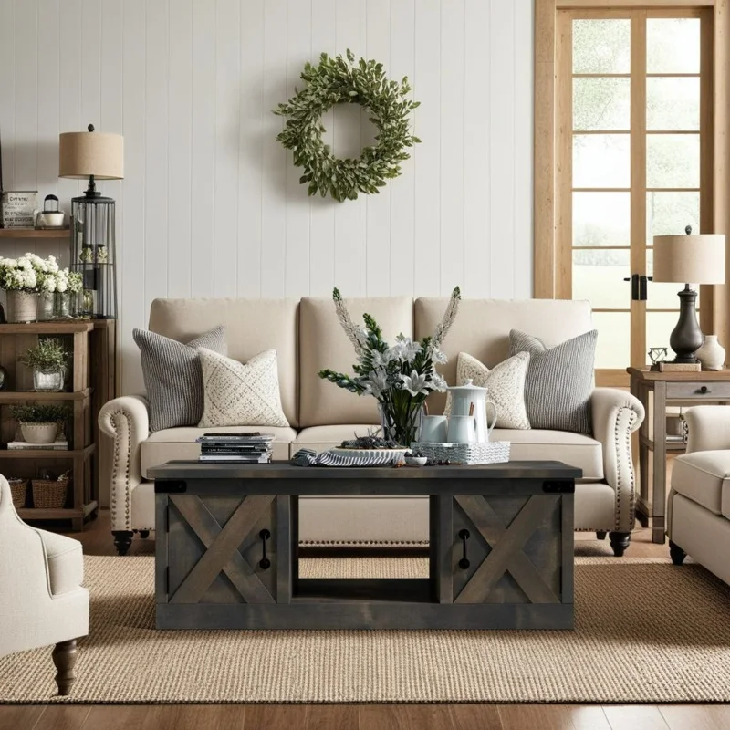 

48-дюймовый журнальный столик, сборка не требуется, отделка Barnwood