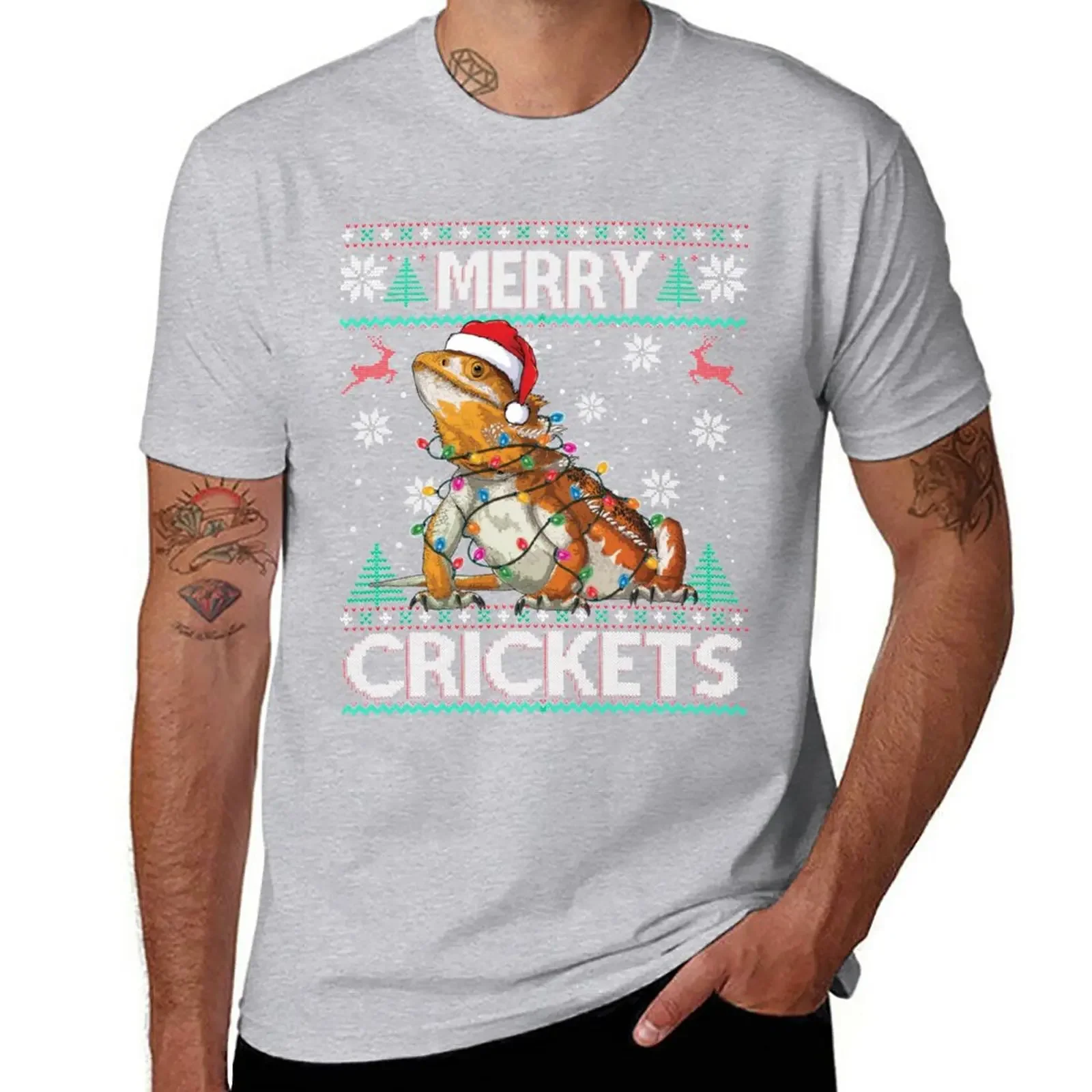 Sweater Sweatshirt Classic T-Shirt Merry Crickets Bearded Dragon Christmas Pajama Ugly graphic men clothing oversized summer