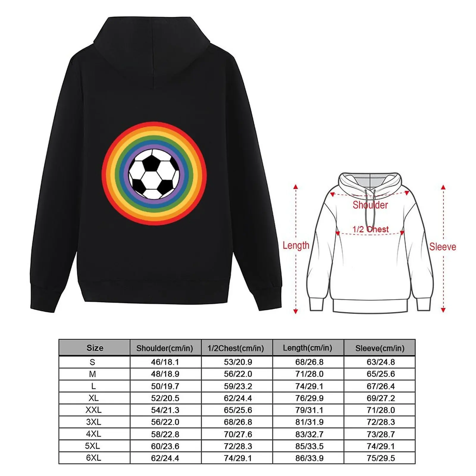soccer ball and rainbow Hoodie men's sweat-shirt set mens designer clothes men clothing men's autumn clothes japanese hoodie