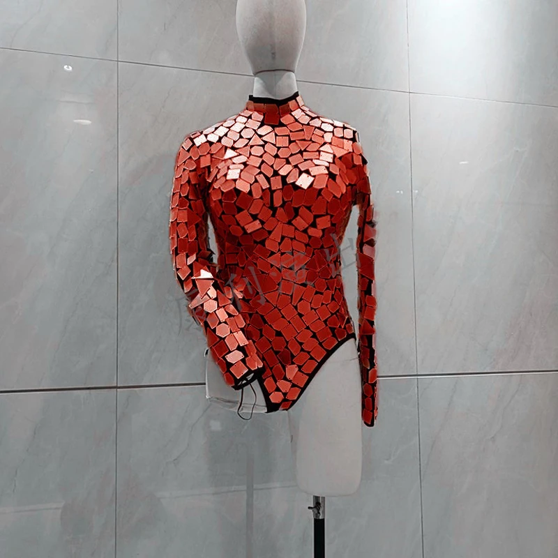 Body con espejo para mujer, disfraz de Gogo, Bar, club nocturno, Ds, Dj, ropa de baile de Jazz, traje de fiesta puesta en escena de cristal
