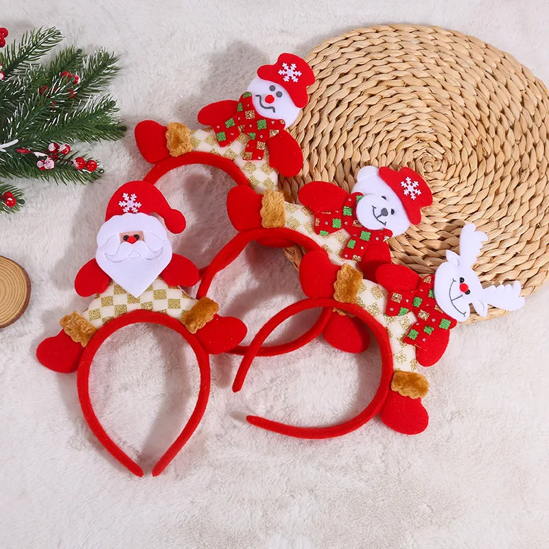 Kids Cartoon Cute Three-Dimensional Santa Claus Snowman Elk Headband Christmas Party Atmosphere Event Decoration Supplies