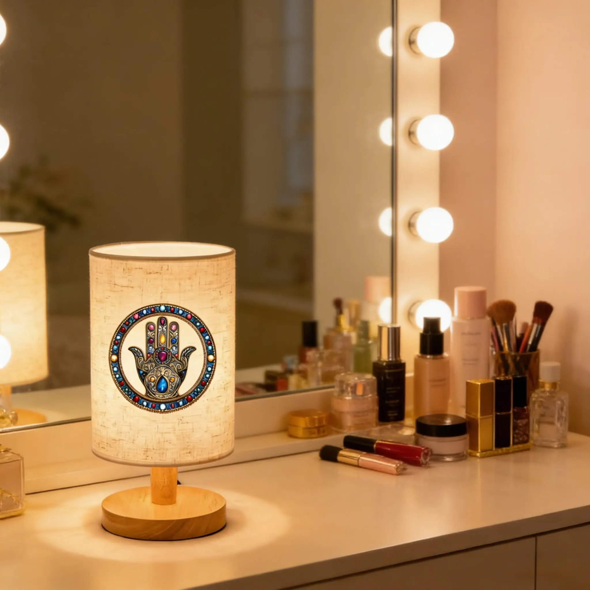 Ramadan Lantern Night Light Hamsa Evil Eye Wooden Desk Lamp Bedside Table Light Bedroom Decor Personalized Gift Custom Lighting