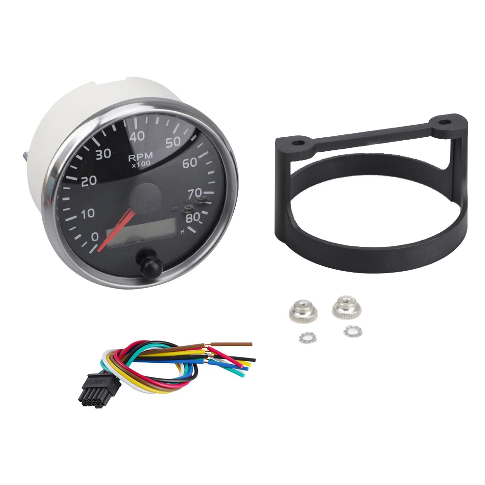 

12V/24V 0-8000 RPM Universal Speedometer Gauge with White/Amber Backlight Speedometer Accessories