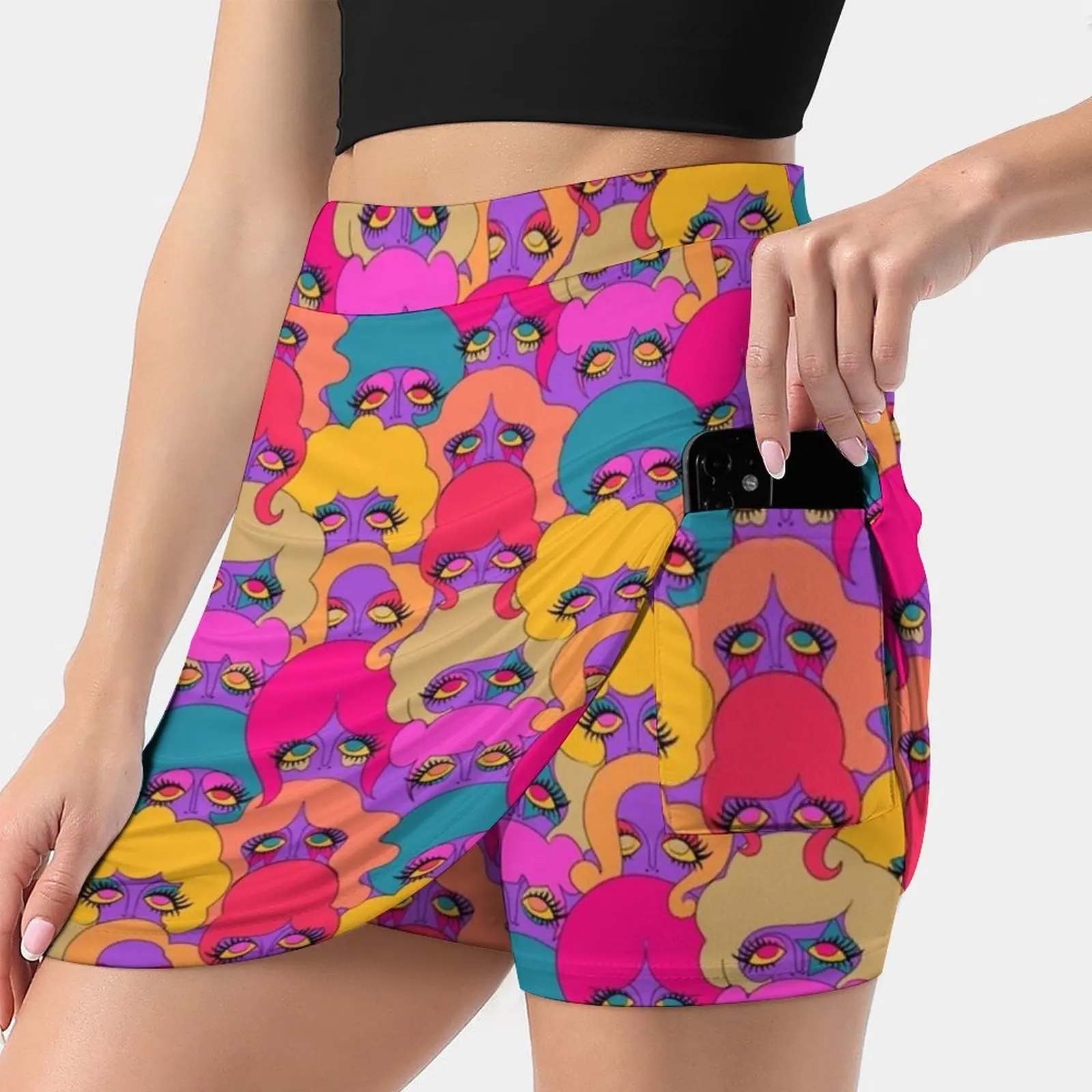 Colorful Ladies Women's skirt With Hide Pocket Tennis Skirt Golf Skirts Badminton Skirts Running skirts Psychedelic Psychedelic