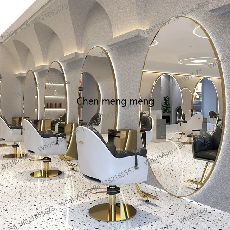 

z10Modern fashion Hair Salon Mirrors Barber Shop Large Round Mirror Creative Wall Mirror Hair Salon Special Dressing Table Mirro