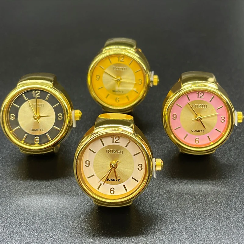 WLP Fashion Punk Alloy Quartz Watch Finger Rings for Women Men Vintage Stretchy Strap Clock Digital Dial Watches Ring Jewelry