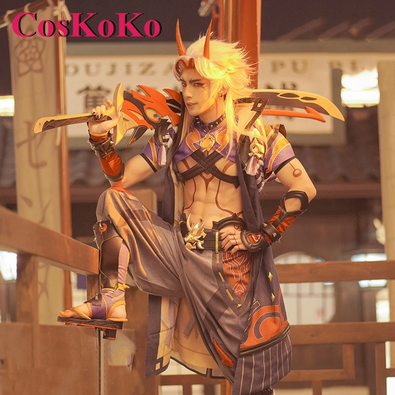 

CosKoKo Arataki Itto Cosplay Anime Game Genshin Impact Costume Handsome Battle Uniform Men Halloween Party Role Play Clothing