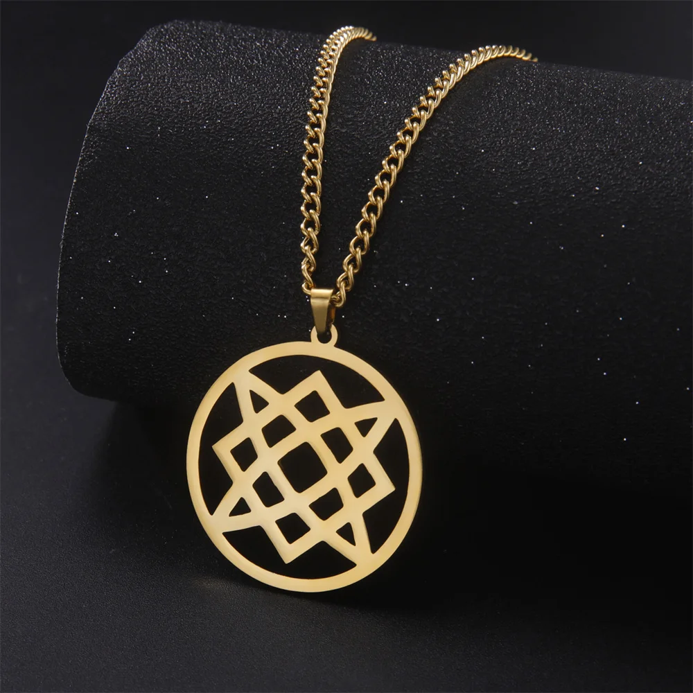 EUEAVAN Slavic Virgin Lada Star Pendant Necklace Irish Knot Kolovrat Square of Svarog Neckalces Stainless Steel Amulet Jewelry