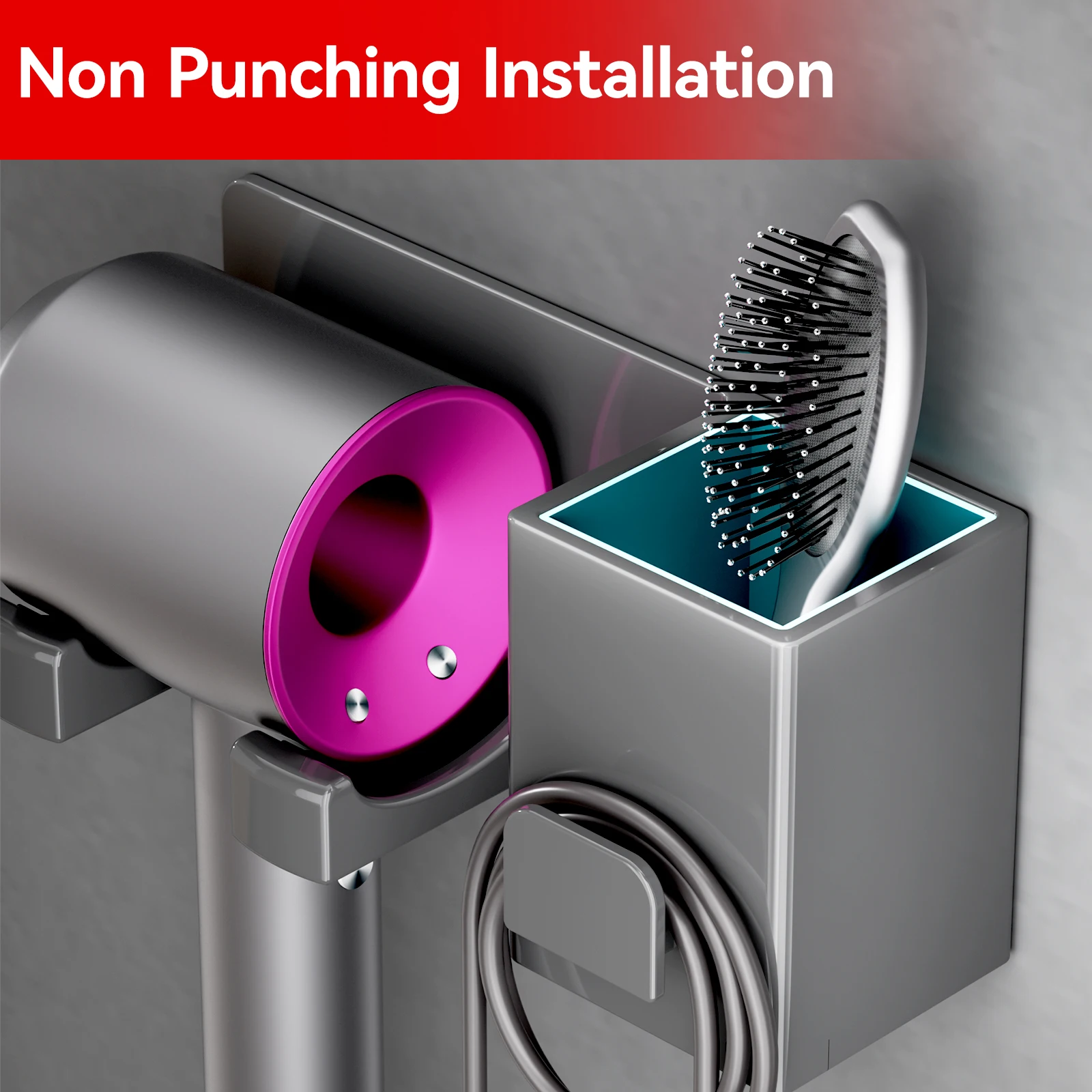 Winding Hair Dryer Frame for Dyson no need Punching for  Wall Surface Strong Traceless Patch