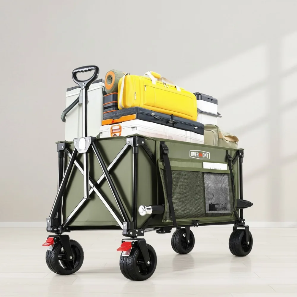 

180L Foldable Heavy Duty Wagon Cart with All-Terrain Wheels 330Lbs Capacity for Camping Sports Garden Shopping