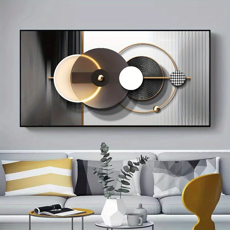 

1pc Frameless Modern Abstract Print Wall Art, Circular Line Design Canvas Painting for Living Room, Large Size Canvas Poster