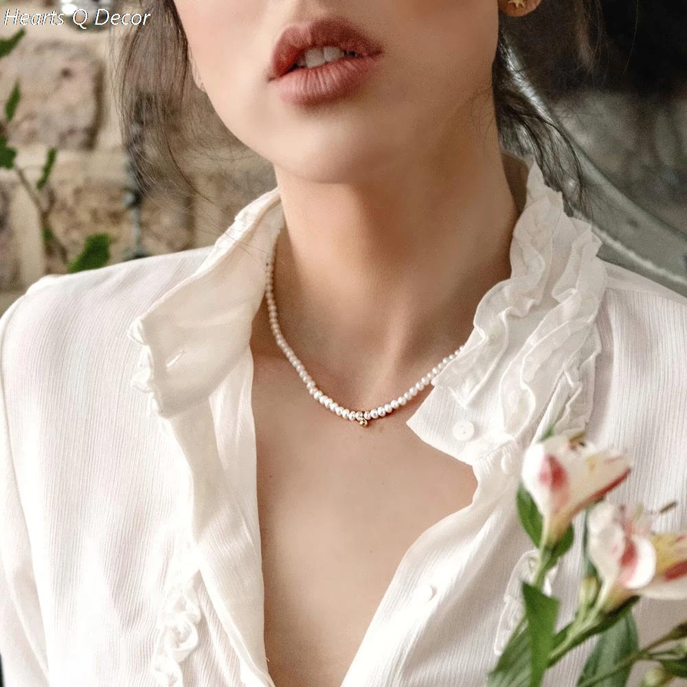 Glam Beaded Natural Freshwater Baroque Pearl Choker Necklace Women Jewelry Gown Sweet Boho Trendy INS Classic OL