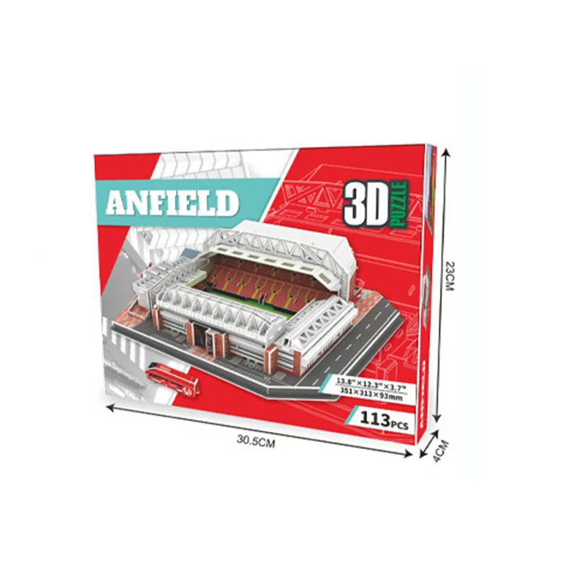 Rompecabezas de papel 3D de la estación de fútbol sin campamento, rompecabezas 3D DIY en Anfield Liverpool, modelo de juguete, adornos, regalos, tamaño grande, SZ