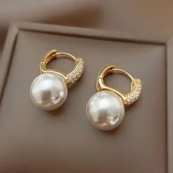 Fashion New Light Luxury Simple Classic Imitation Pearl Drop Earrings for Women Birthday Gift Jewelry Stud Earrings