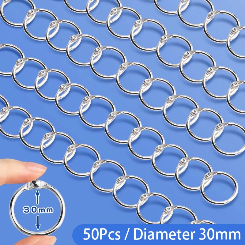 

30/40/50pcs Metal Ring Binder Loose Leaf Binder Rings DIY Albums School Keychain Opening Binding Hoops Office Binding Supplies