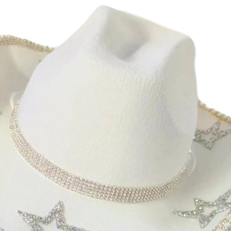 Fringed Rhinestones Cowboy Hat Music Festival Cowgirl Hat Cool Blingbling Sun Hat