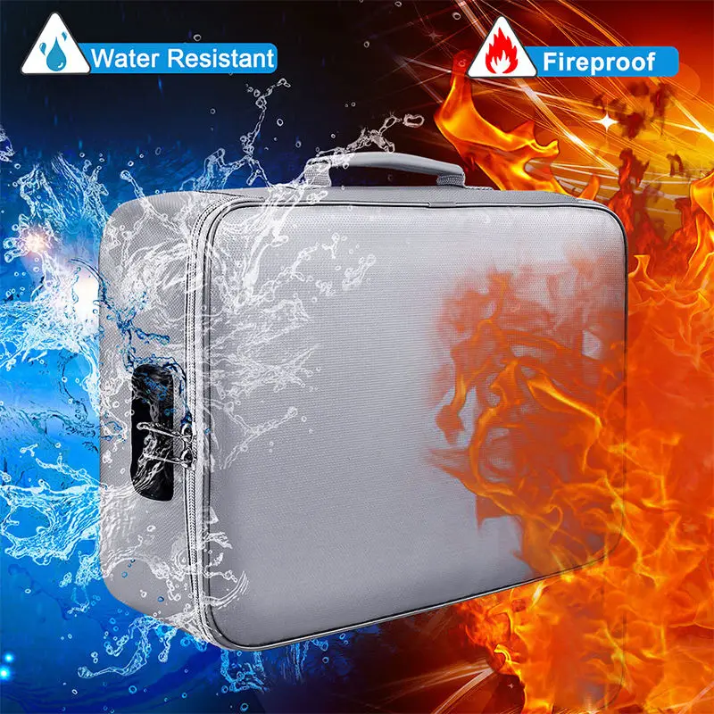 Fire Resistant Material Storage Zipper Bag Fireproof Cash Passport Legal Documents Storage Money Document Bags