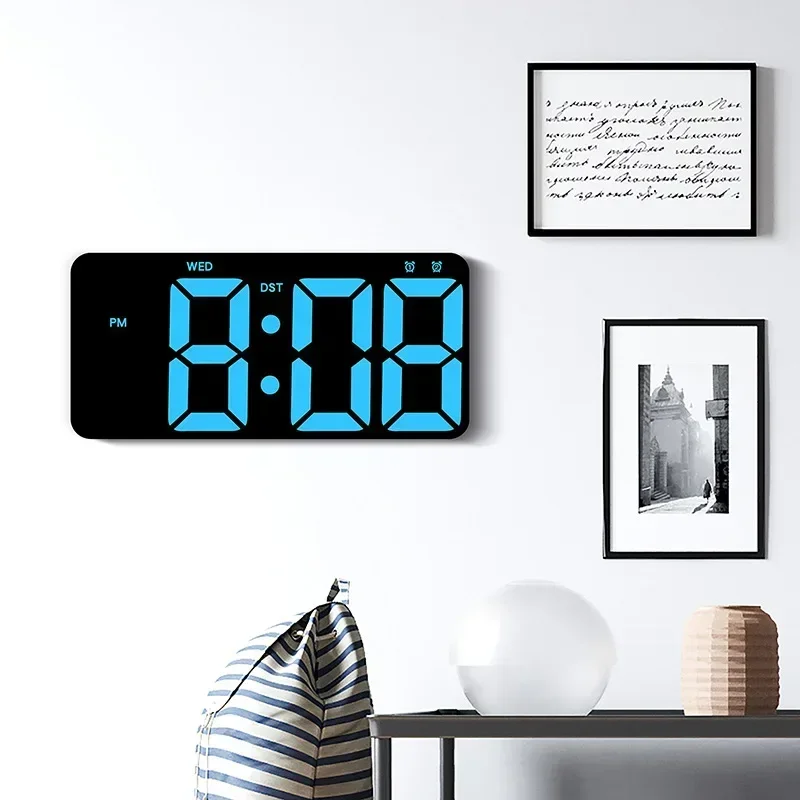 Desktop Table Clock, LED Clocks,Watch Voice Control Digital Alarm Clock,Rectangular Calendar Alarm,Teperature Snooze Night Mode