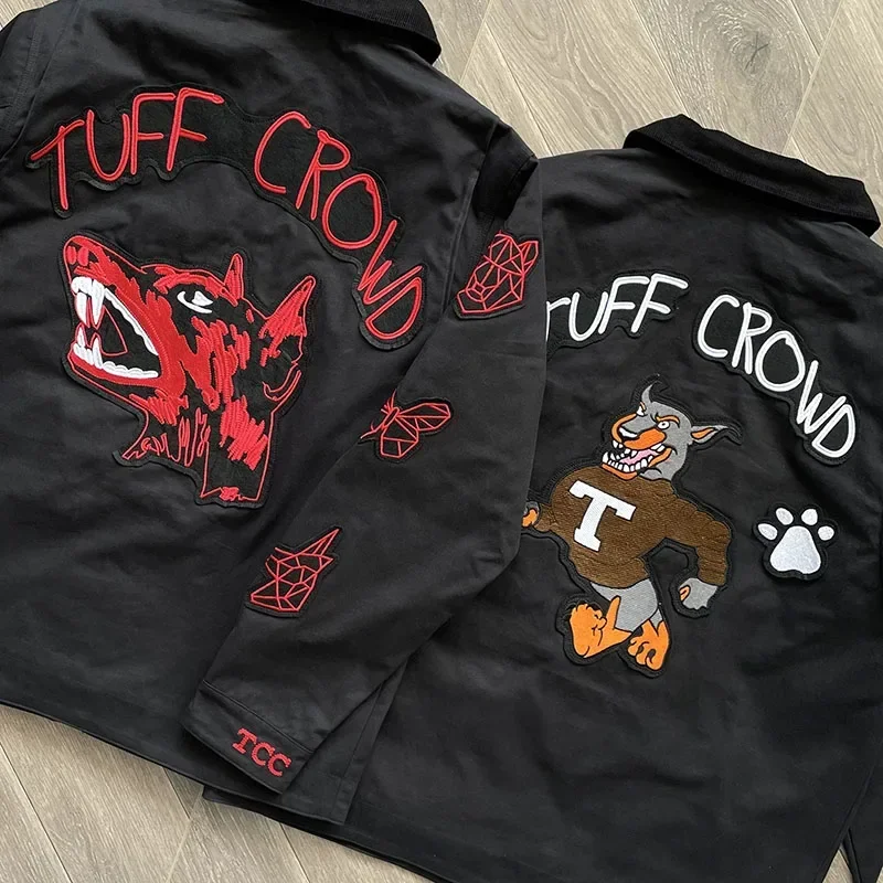 Tuff Crowd Millennium Tor doghead embroidered patchwork zipper jacket