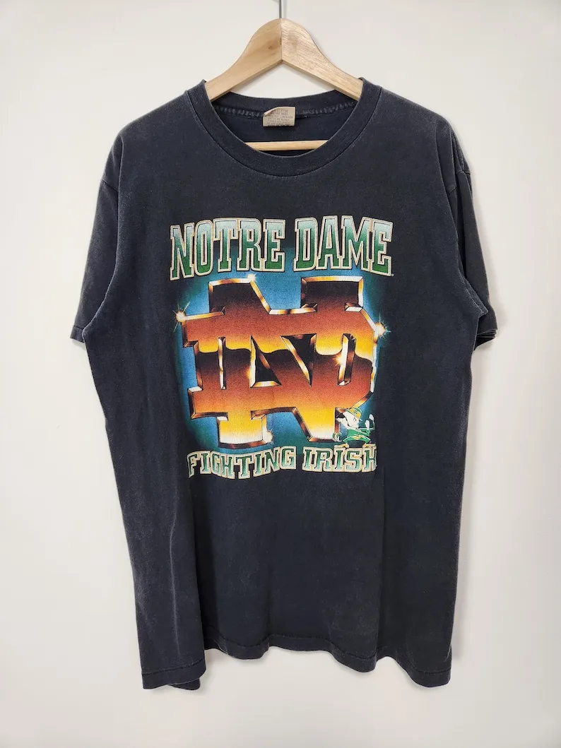 Vintage Notre Dame Fighting Irish Crewneck T-Shirt  Made in USA  Size Large