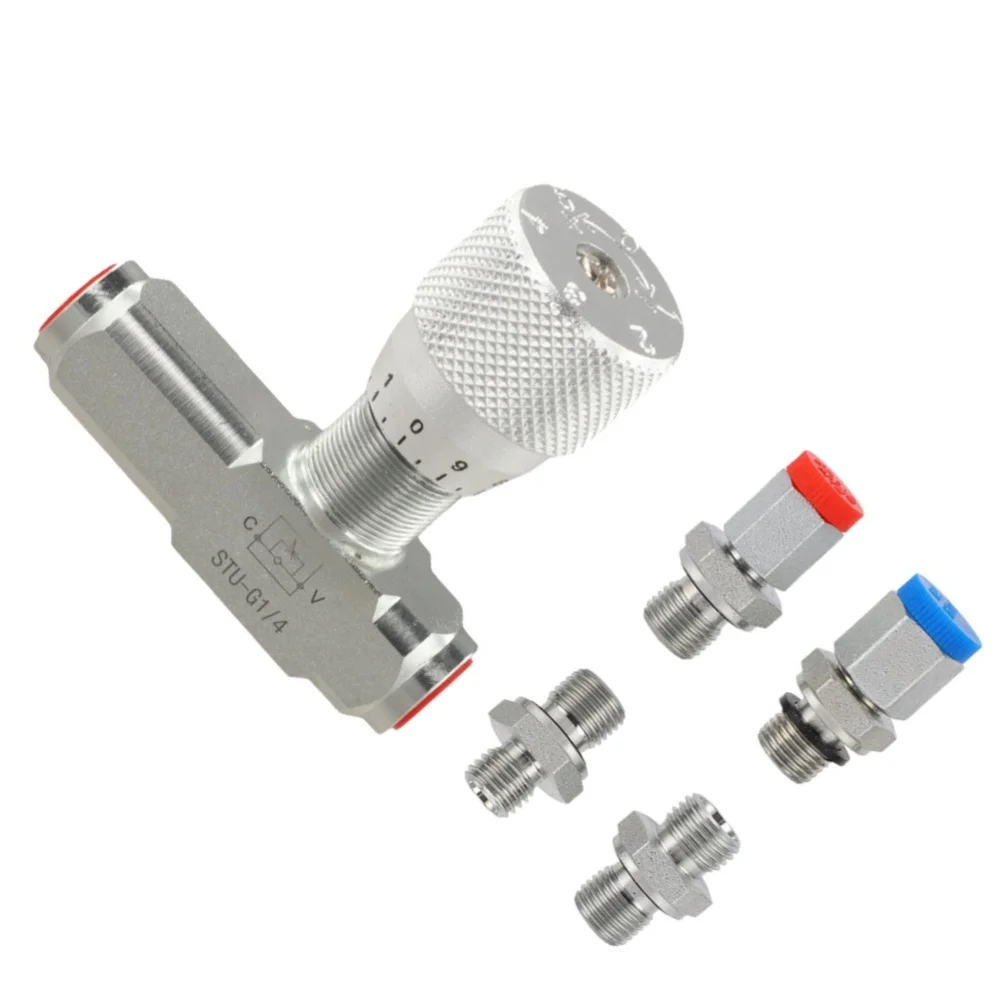 Hydraulic Flow Control Valve G1/4 STU Type One Way Adjustable Throttle Valve 20C to 90C Operating Temperature Range
