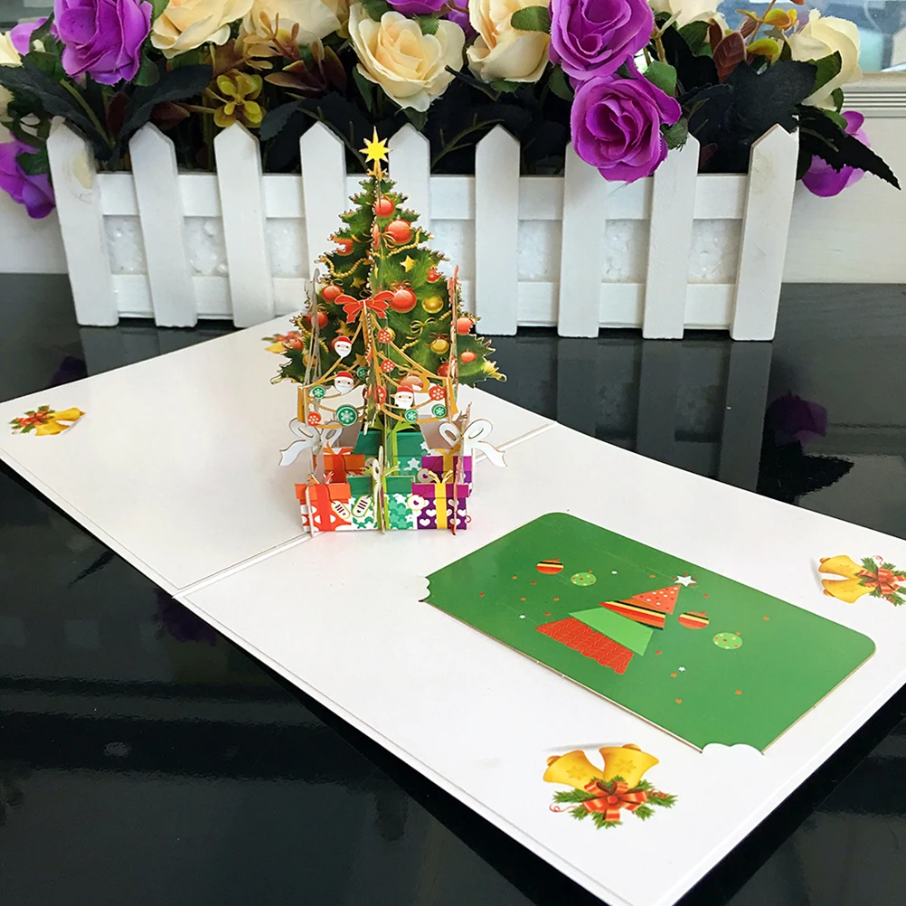 

Paper Carved Greeting Card New Year Cards up Christmas Three-dimensional Holiday