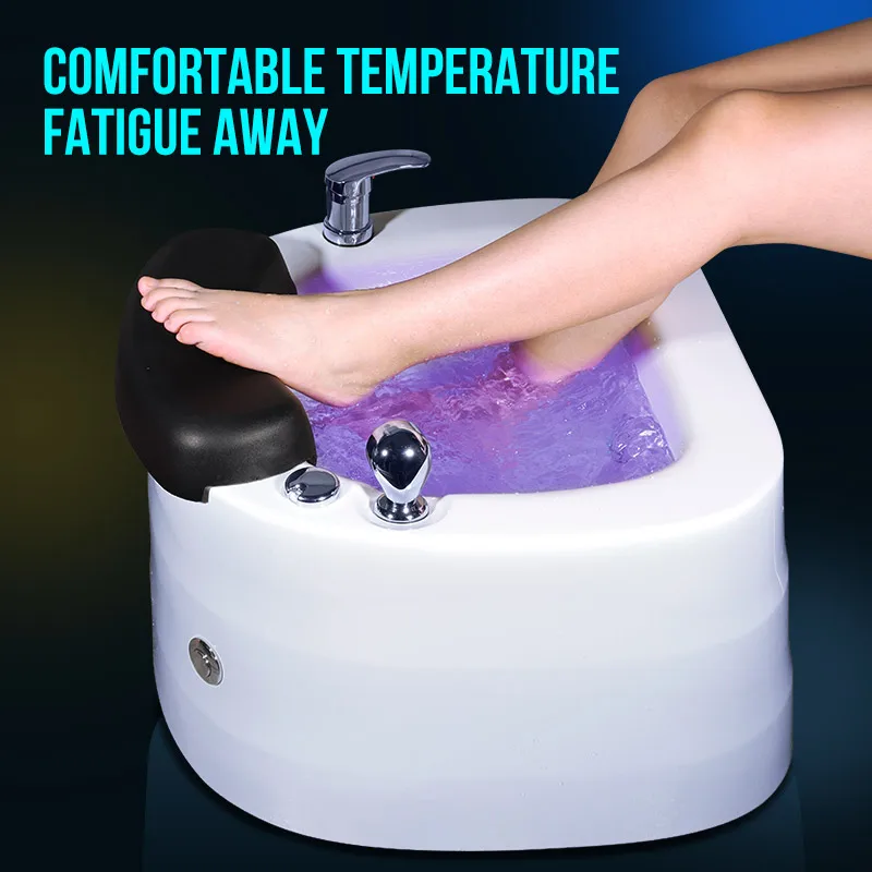 Beauty salon Foot Spa Basin Pedicure Spa Acrylic Foot Basin Tub with Surging Massage Pump and Colorful Light