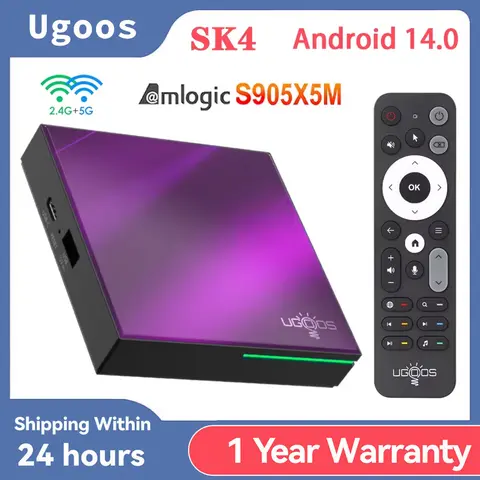 Newest Ugoos SK4 Smart TV Box Android 14 Amlogic S905x5M-J 4GB 64GB 2.4G/5G Wifi BT5.4 4K Set Top Box Support Dolby Vison