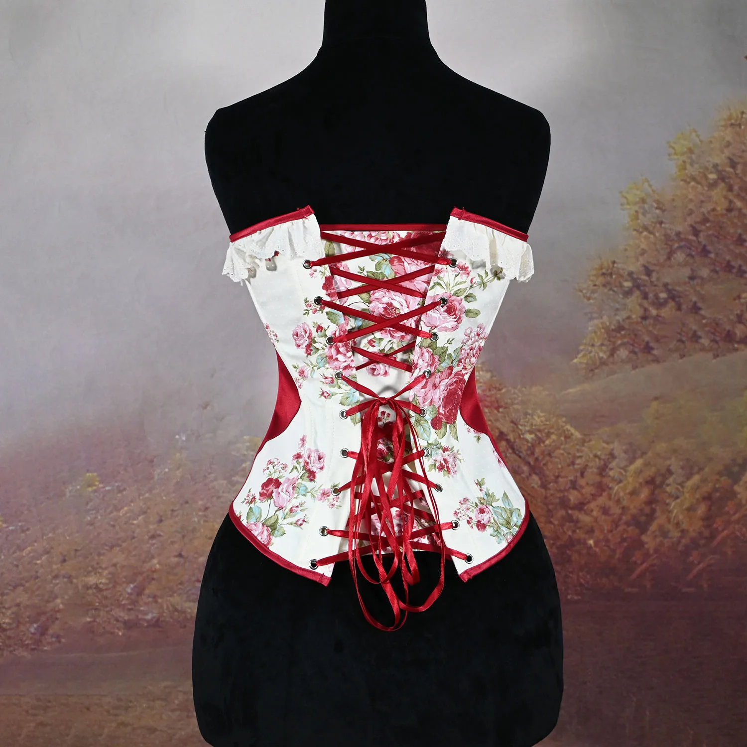 Woman's Vintage Peony Rose Style Court Style Corset Trend Lace Tight Body Shaping Corset