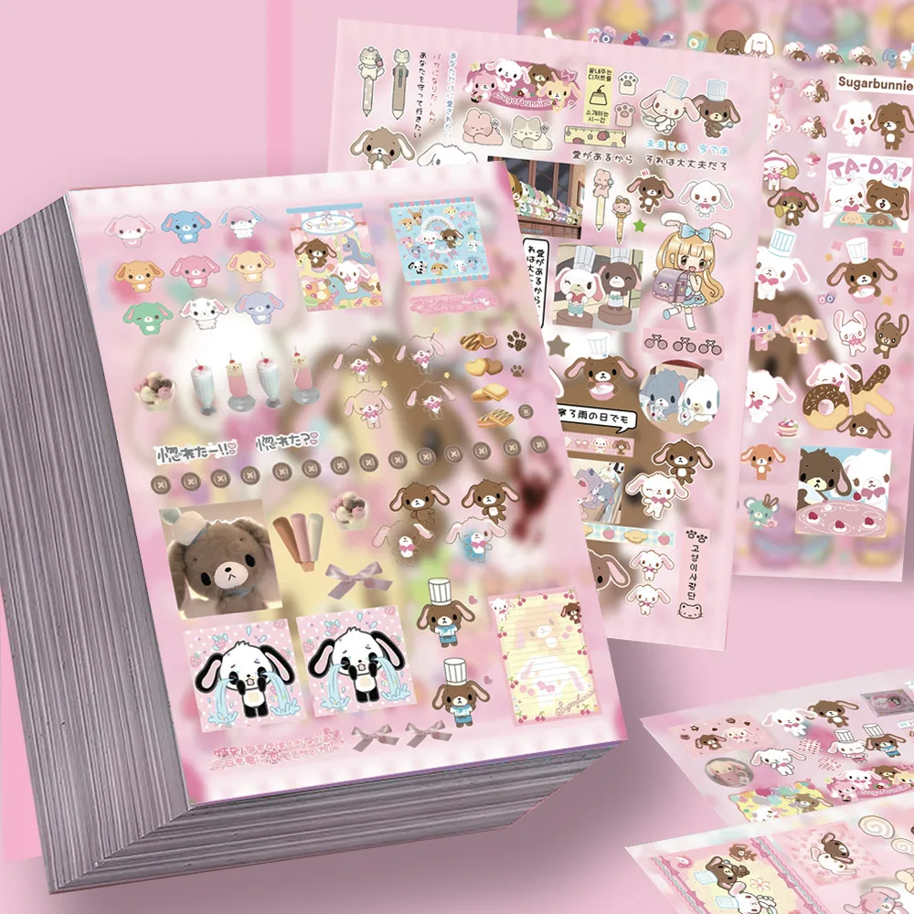 8pcs Kawai Dessert Rabbit Die Cut Stickers Hot Sale Girlish Heart Healing Ins Style Journal Material Waterproof Decals Decor Gif