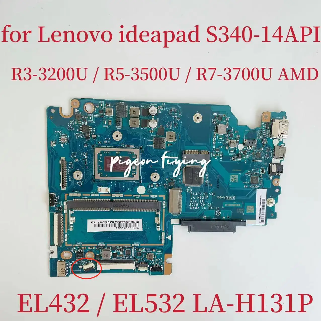 

LA-H131P Mainboard for Lenovo Ideapad S340-14API Laptop Motherboard CPU: R3-3200U / R5-3500U / R7-3700U RAM:4G DDR4 100% Test OK