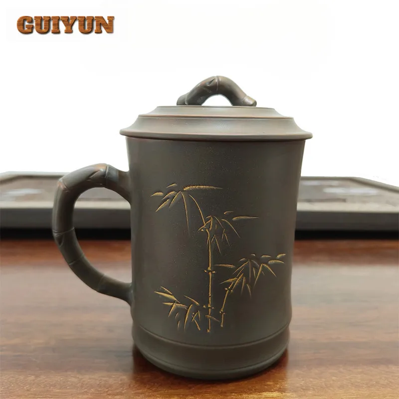 

500ml Authentic Qinzhou Nixing Pottery Lid Cup Master Handmade Bamboo Joint Office Work Water Cup Personal Master Mug Customized