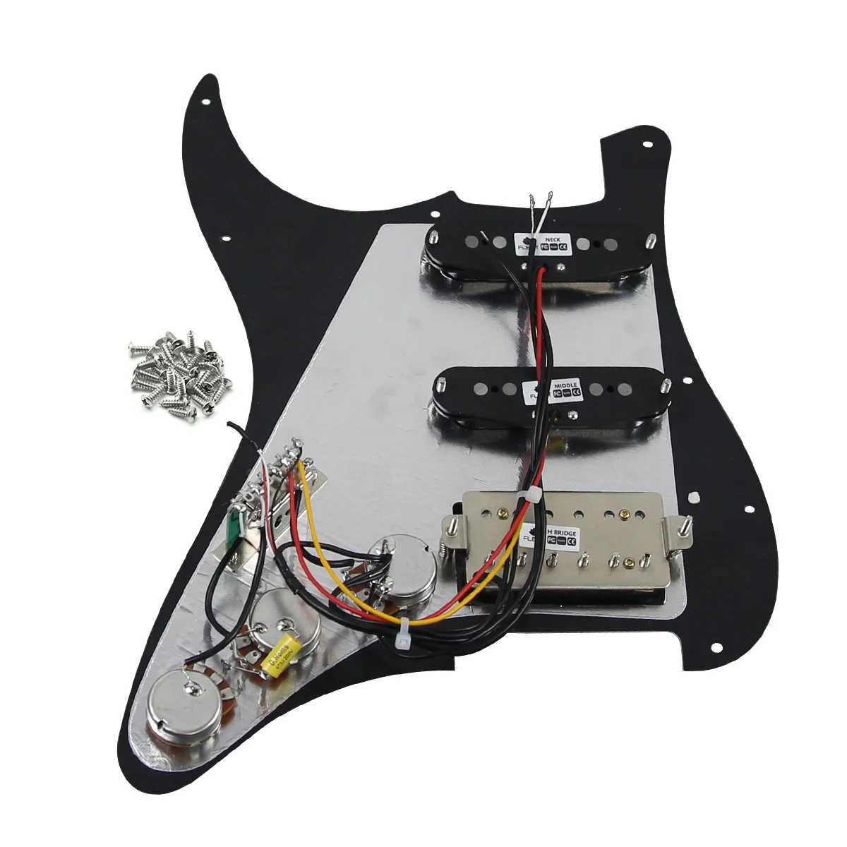 FLEOR Alnico 5 Loaded Prewired Pickguard Staggered Pickups SSH ST Electric Guitar Parts