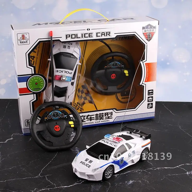 Simulatie afstandsbediening kinderauto politieauto model, tweeweg elektrische afstandsbediening auto speelgoed voor en achter
