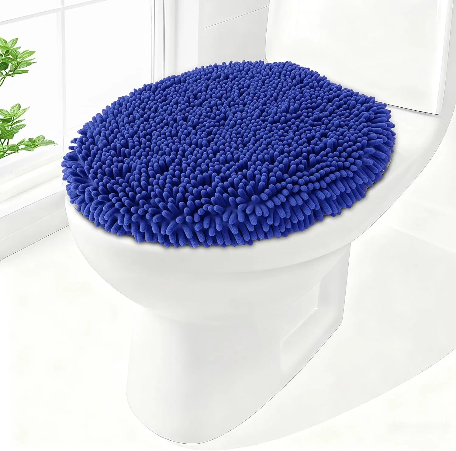 

Soft Chenille Toilet Lid Cover, Adjustable Rubber Backing, Fits Most Round and Elongated Seats, Machine Washable
