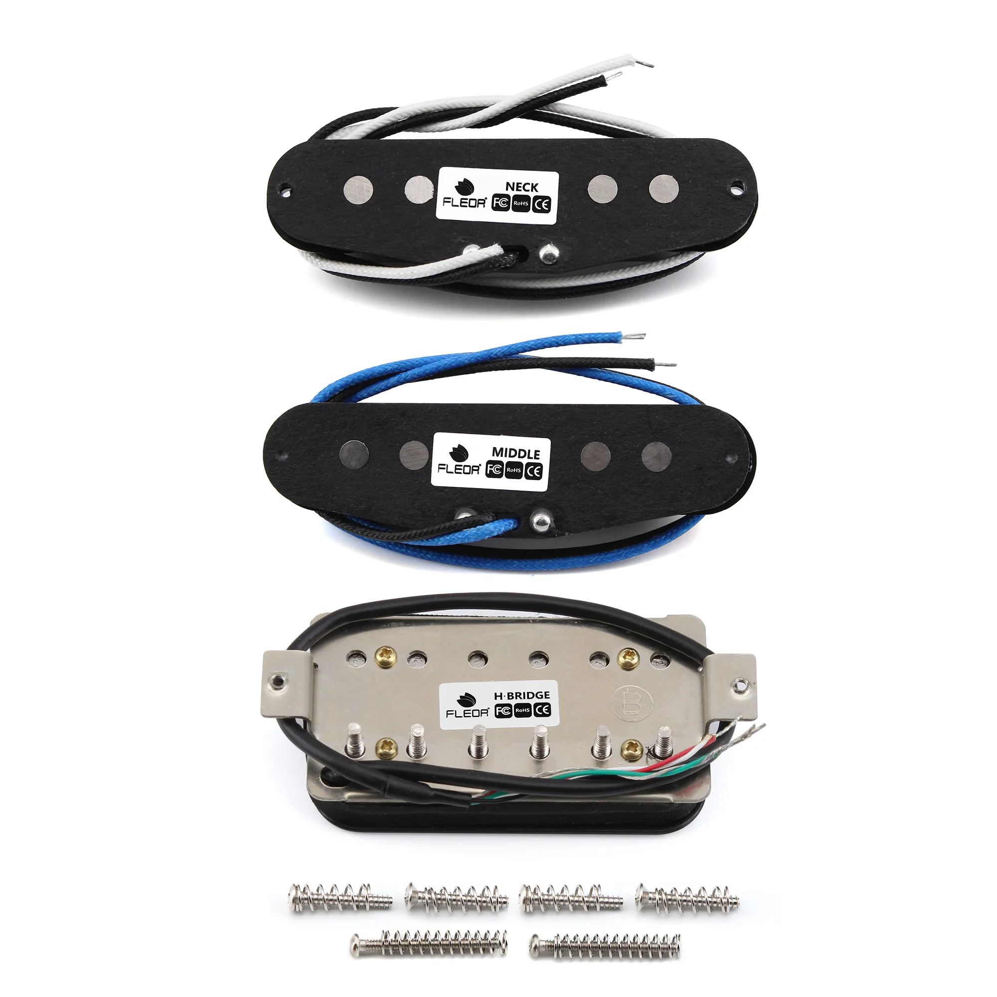 مجموعة التقاطات الجيتار FLEOR HSS Alnico 5 من هامبوكر + لاقط ملف واحد متداخل لأجزاء الجيتار SSH ST #3