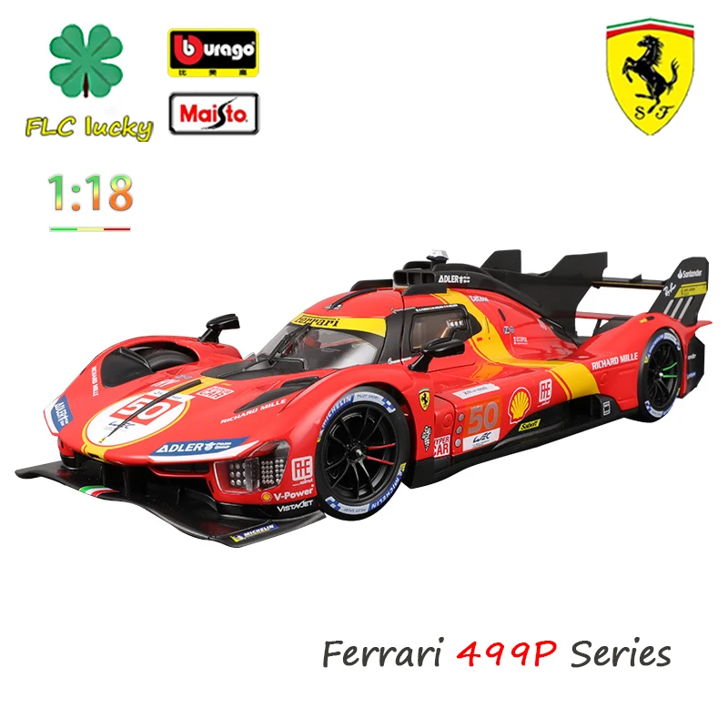 

Bburago 1/18 Ferrari Le Mans 499p Simulation Alloy Car Model Toy Racing Car Ornament Collection Steering Wheel Linkage