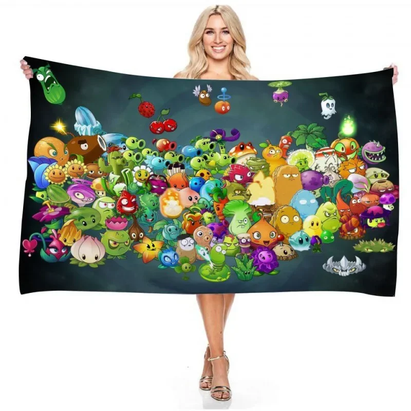 

Plants Vs. Zombies Microfiber 3D Digital Printed Beach Towel Large Rectangle Bath Towel for Home & Travel Decorative Supplies