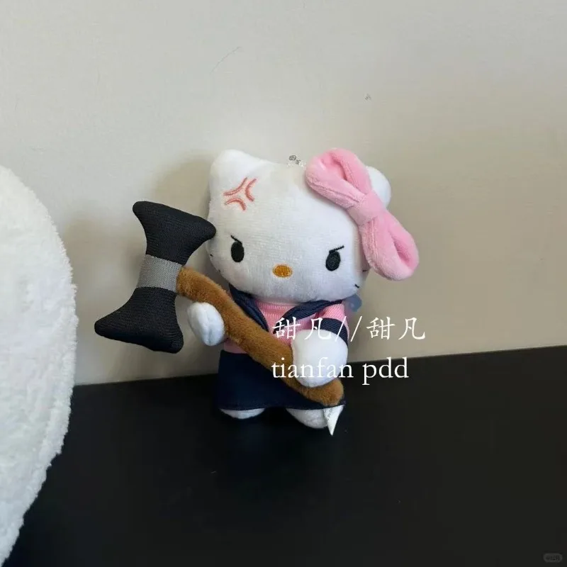 

MINISO SANRIO Hello Kitty Kawaii Anime Cartoon Grumpy Axe Plush Doll Pendant Backpack Gift Fashion Trend Gifts for Girls Cute