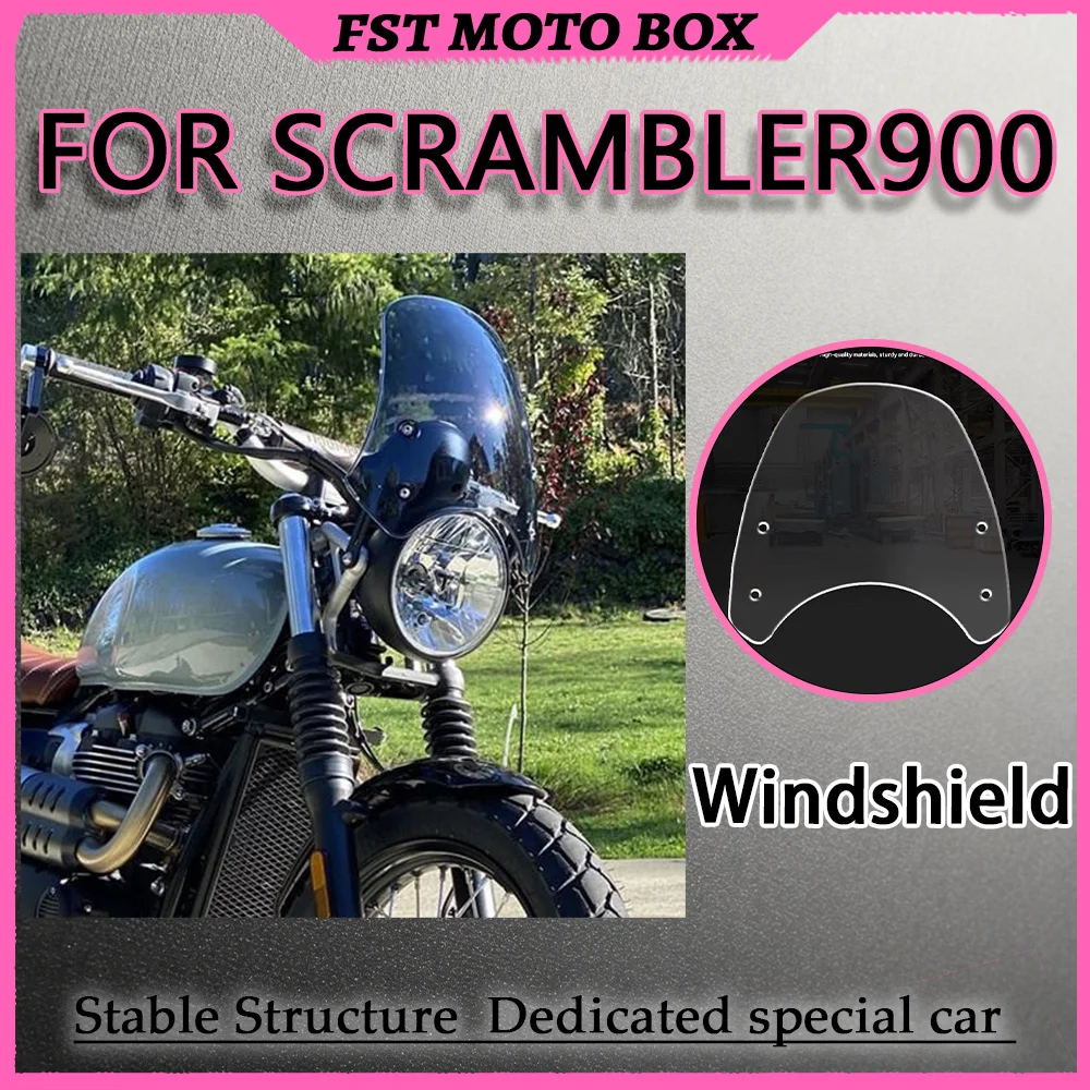 FOR SCRAMBLER900 Vintage Modified Windshield Curved Light-Transmitting Design Alleviates Chest Wind Vibration for Long-Distance