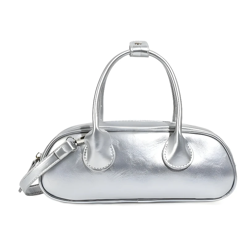 

2025 Fashion Silver Barrel Handbag for Women - PU Leather Crossbody & Shoulder Style